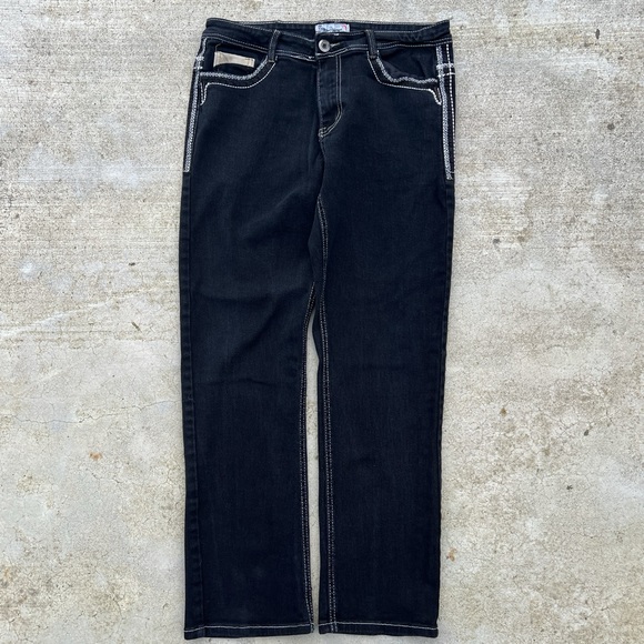 Y2K Ace Of Diamond White Stitched Jeans - Picture 1 of 5